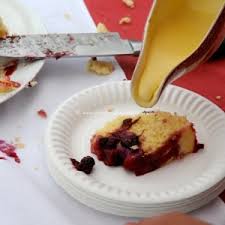 Blueberry Sponge Pudding with Custard or Cream