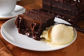 Chocolate Cake with Cream or Ice Cream.
