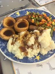 Sausage and Mash with Yorkshire Pudding and Vegetables