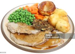Roast Pork, Yorkshire Pudding, Potatoes and 2 veg